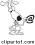 Vector of a Cartoon Dog Pointing to an Email Symbol - Outlined Coloring Page Drawing by Toonaday