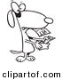 Vector of a Cartoon Dog Pulling Cash out of His Wallet to Pay a Vet Bill - Coloring Page Outline by Toonaday