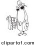Vector of a Cartoon Dog Selling Watches from Under His Coat - Coloring Page Outline by Toonaday