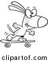 Vector of a Cartoon Dog Skateboarding - Coloring Page Outline by Toonaday