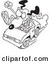Vector of a Cartoon Driving Dog with Road Rage - Outlined Coloring Page by Toonaday