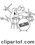 Vector of a Cartoon Drummer Frog - Outlined Coloring Page by Toonaday