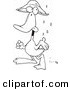 Vector of a Cartoon Duck in the Rain - Outlined Coloring Page by Toonaday