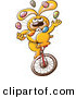 Vector of a Cartoon Easter Bunny Juggling Colorful Eggs While Riding a Unicycle by Zooco