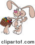 Vector of a Cartoon Easter Bunny Looking for Places to Hide Eggs by Toonaday