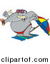 Vector of a Cartoon Elephant Stretching on a Beach by Toonaday