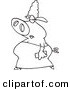 Vector of a Cartoon Fancy Pig in a Dress - Outlined Coloring Page by Toonaday