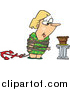 Vector of a Cartoon Fat Blond White Woman Tied up Next to Cake by Toonaday