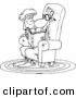 Vector of a Cartoon Father Reading a Story to His Son - Coloring Page Outline by Toonaday