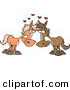 Vector of a Cartoon Female and Male Horse Falling in Love with Each Other by Toonaday