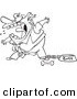 Vector of a Cartoon Fierce Boss Tied up by a Dog Bowl - Outlined Coloring Page by Toonaday