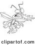 Vector of a Cartoon Flaming Dragonfly - Outlined Coloring Page by Toonaday