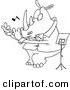 Vector of a Cartoon Flautist Rhino - Coloring Page Outline by Toonaday