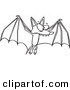 Vector of a Cartoon Flying Bat - Coloring Page Outline by Toonaday