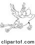 Vector of a Cartoon Flying Winged Frog - Coloring Page Outline by Toonaday