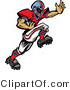 Vector of a Cartoon Football Player Mascot Charging Forward with the Ball by Chromaco
