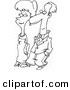 Vector of a Cartoon Formal Couple Walking - Coloring Page Outline by Toonaday
