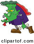 Vector of a Cartoon Frankenstein Carrying a Bag and Bone on Halloween by Toonaday