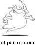 Vector of a Cartoon Free Rhino Jumping - Coloring Page Outline by Toonaday