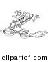 Vector of a Cartoon Frog Biker Chick - Outlined Coloring Page by Toonaday
