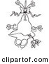 Vector of a Cartoon Frog Hanging Upside down with Mistletoe - Outlined Coloring Page by Toonaday