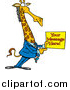 Vector of a Cartoon Giraffe Business Man Holding a Sign with Sample Text by Toonaday
