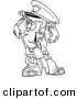 Vector of a Cartoon Girl in a Police Costume - Outlined Coloring Page by Toonaday