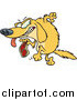 Vector of a Cartoon Golden Retriever Dog Stealing a Steak by Toonaday