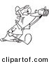 Vector of a Cartoon Golfer Using Binoculars - Coloring Page Outline by Toonaday