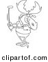 Vector of a Cartoon Golfing Moose - Outlined Coloring Page by Toonaday