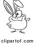Vector of a Cartoon Goofy Easter Chick with Bunny Ears - Outlined Coloring Page by Toonaday