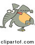 Vector of a Cartoon Goofy Elephant Exiting Stage Left by Toonaday