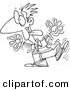 Vector of a Cartoon Goofy Man Shaking - Coloring Page Outline by Toonaday