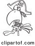Vector of a Cartoon Goofy Pirate Parrot with a Peg Leg - Outlined Coloring Page by Toonaday
