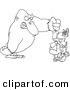 Vector of a Cartoon Gorilla Holding a Man Upside down - Outlined Coloring Page Drawing by Toonaday