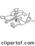 Vector of a Cartoon Greyhound Dog Racing at the Track - Outlined Coloring Page by Toonaday
