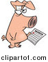 Vector of a Cartoon Grumpy Pig Holding a Calendar by Toonaday