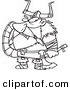 Vector of a Cartoon Grumpy Viking Holding an Axe and Shield - Coloring Page Outline by Toonaday