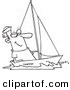 Vector of a Cartoon Guy Sailing - Coloring Page Outline by Toonaday