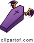 Vector of a Cartoon Halloween Vampire Coffin Flying Away by Zooco