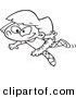 Vector of a Cartoon Happy Ballerina Girl Dancing in a Leotard - Outlined Coloring Page Drawing by Toonaday