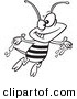 Vector of a Cartoon Happy Bee with Honey on His Hands - Coloring Page Outline by Toonaday