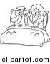 Vector of a Cartoon Happy Couple in Bed - Outlined Coloring Page by Toonaday
