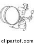 Vector of a Cartoon Happy Drummer - Outlined Coloring Page by Toonaday