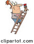 Vector of a Cartoon Happy Male Painter Climbing a Ladder by Toonaday
