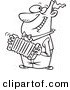 Vector of a Cartoon Happy Man Playing an Accordion - Coloring Page Outline by Toonaday