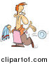Vector of a Cartoon Happy Red Haired White Man Drying the Dishes by Toonaday
