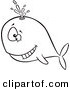 Vector of a Cartoon Happy Whale Spouting - Outlined Coloring Page by Toonaday