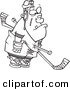 Vector of a Cartoon Hockey Player Getting a Penalty - Coloring Page Outline by Toonaday
