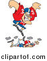 Vector of a Cartoon Huge White Male Footballer Stomping on a Smaller Guy by Toonaday